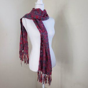Confetti Knit Scarf -Red/Grey One Size Fits All